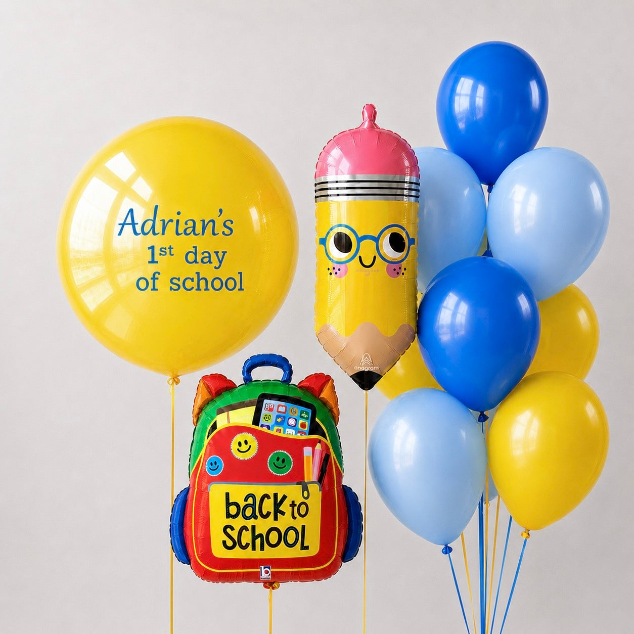 First Day of School Blue Balloon Set