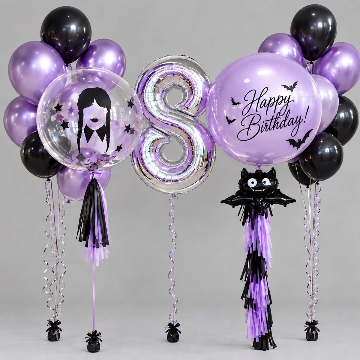 Wednesday Halloween Birthday Balloon Set