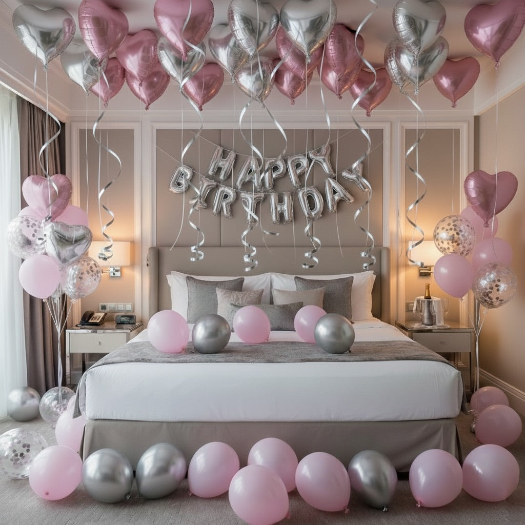 Pink Silver Party Room Set