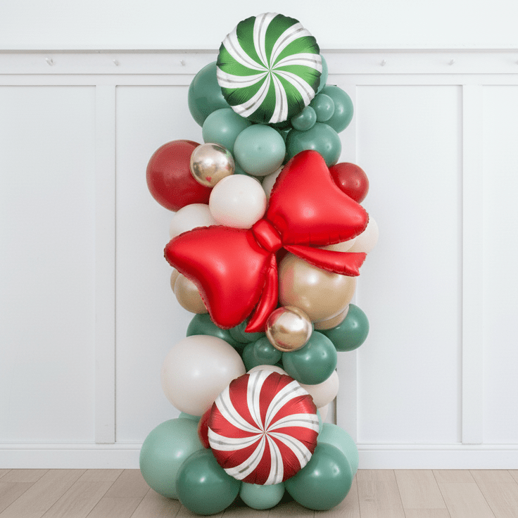 Candy & Bow Christmas Balloon Column