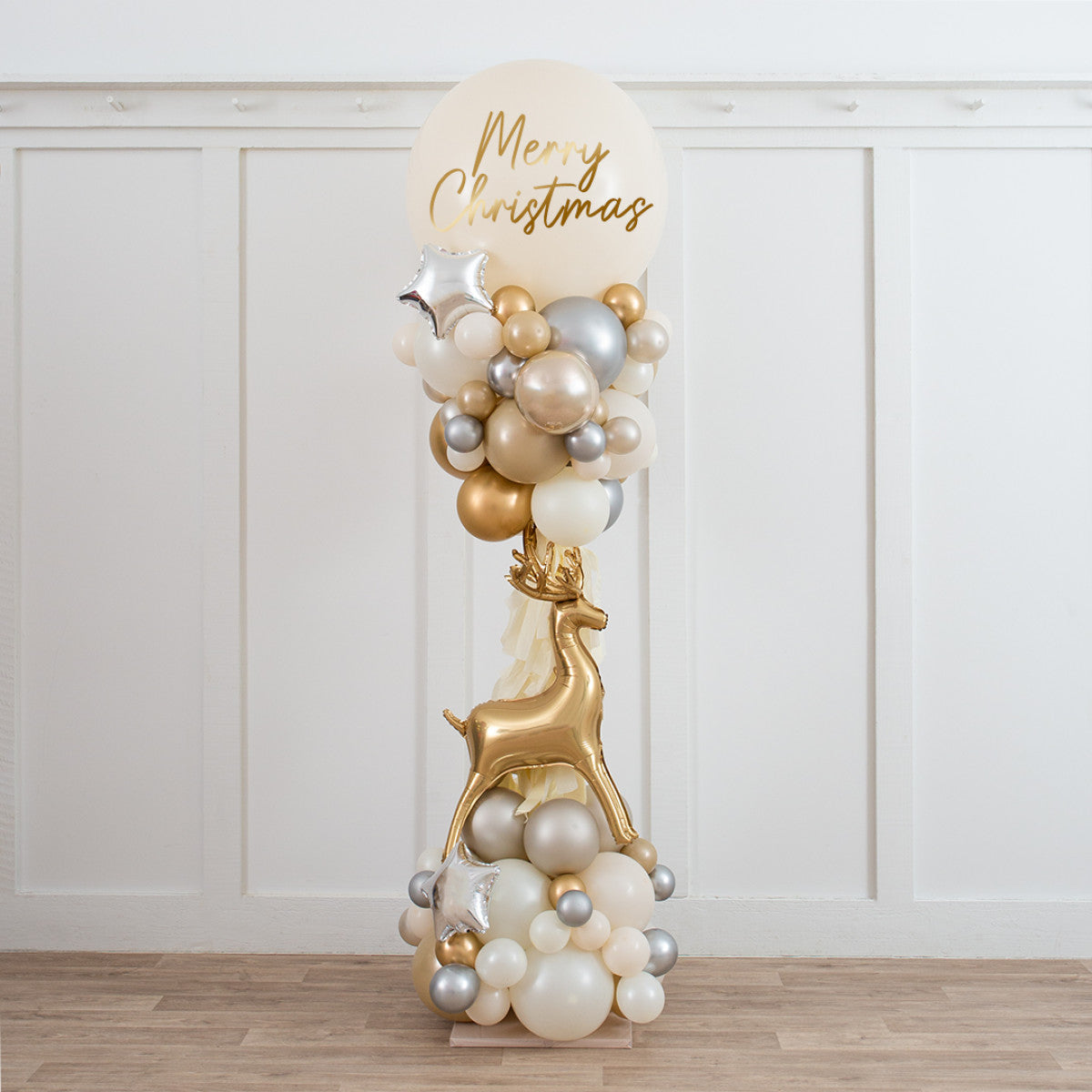 Gold Reindeer Balloon Column (Custom Text)