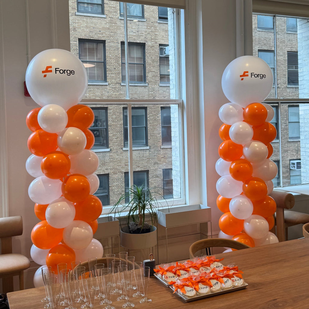 Classic Balloon Columns with Custom Topper - Set of 2