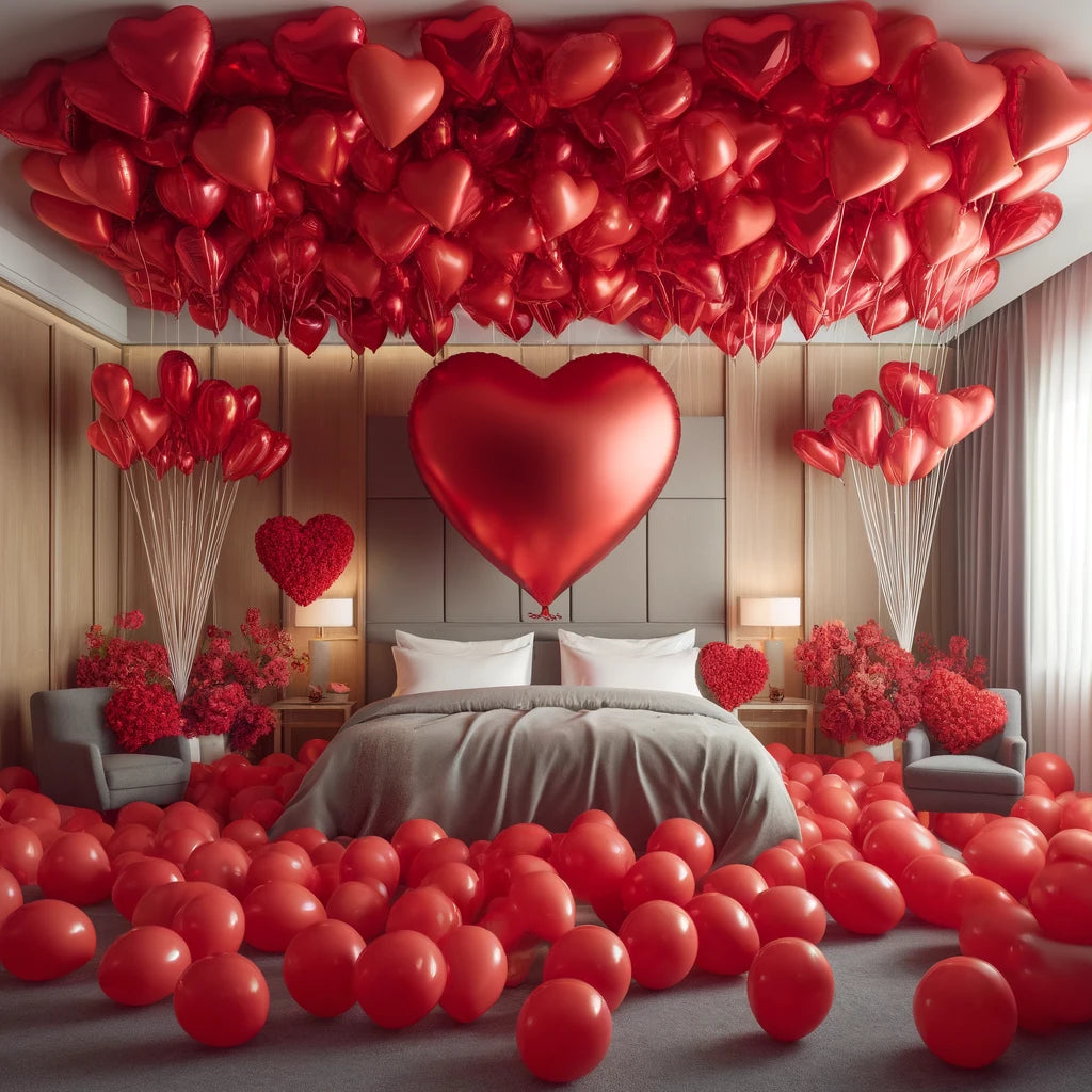 Deluxe Red Love Balloon Room Set with GIANT 68" Custom Heart (Customized)