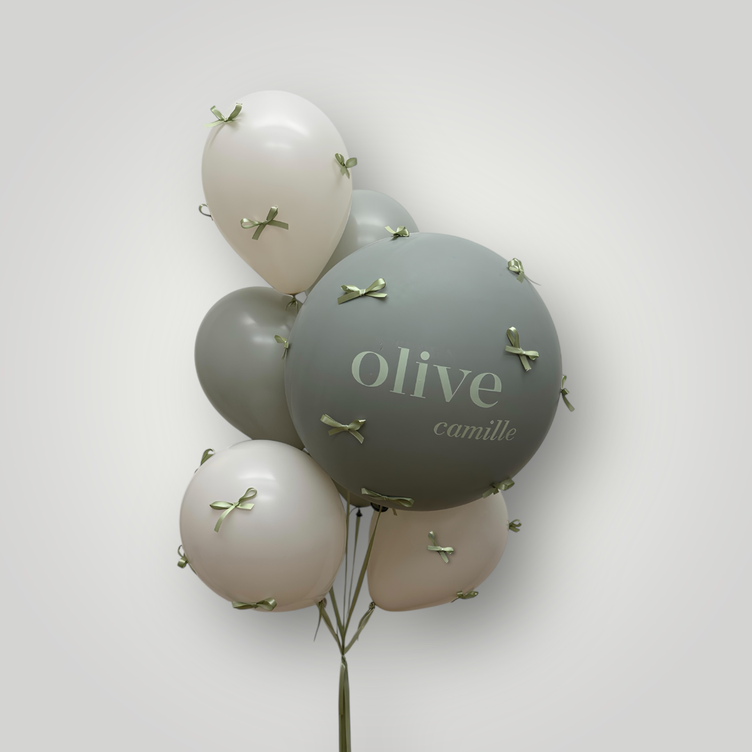Elegant Bows Bouquet with Custom balloon - S (select color)