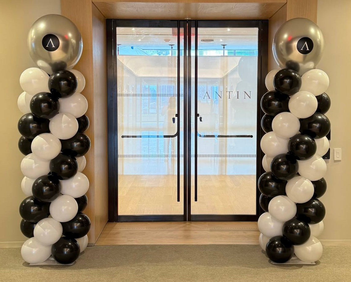 Classic Balloon Columns with Custom Topper - Set of 2