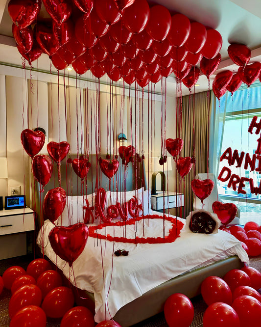Anniversary Total Red LOVE Balloon Room Set (Custom Balloon Sign)