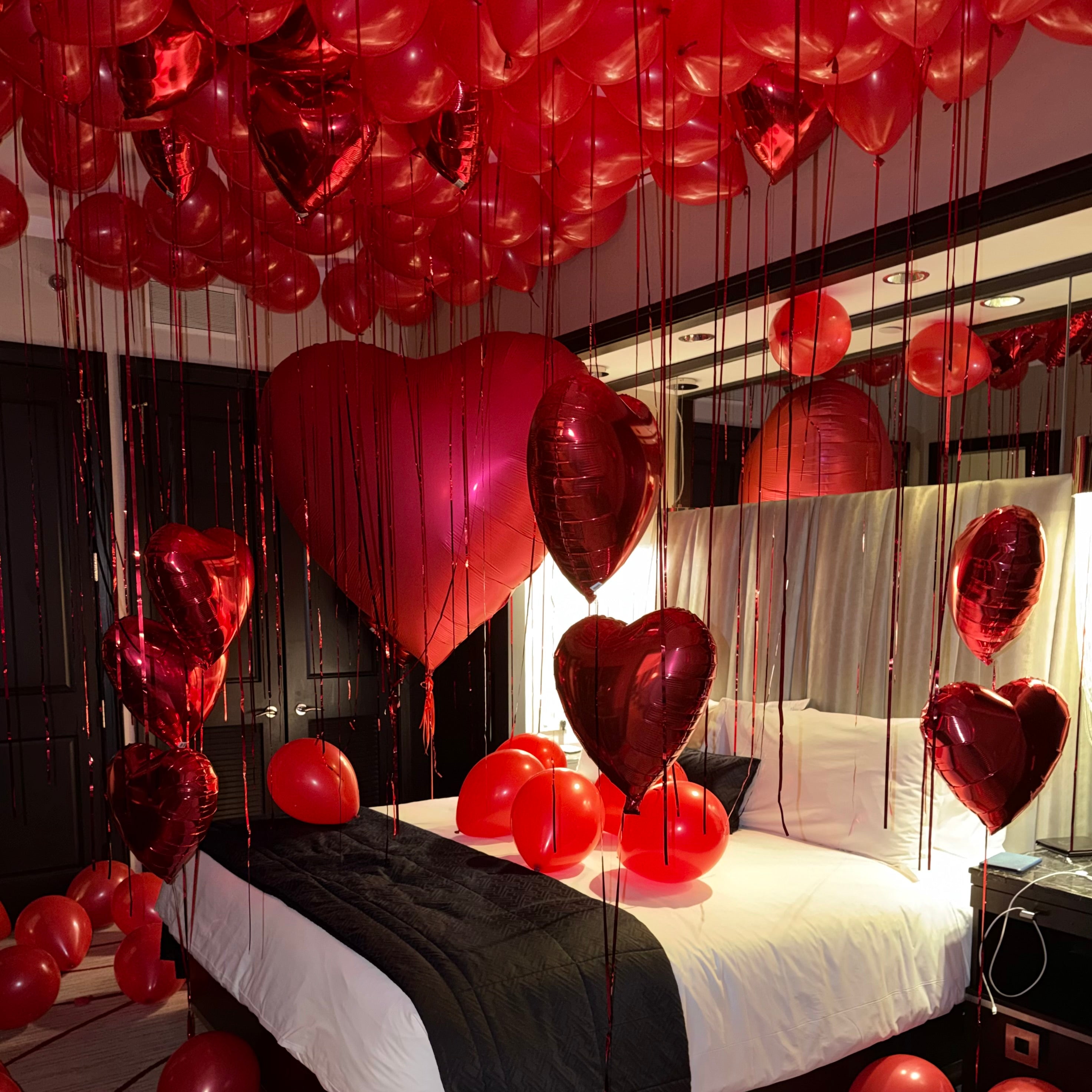 Deluxe Red Love Balloon Room Set with GIANT 68" Custom Heart (Customized)