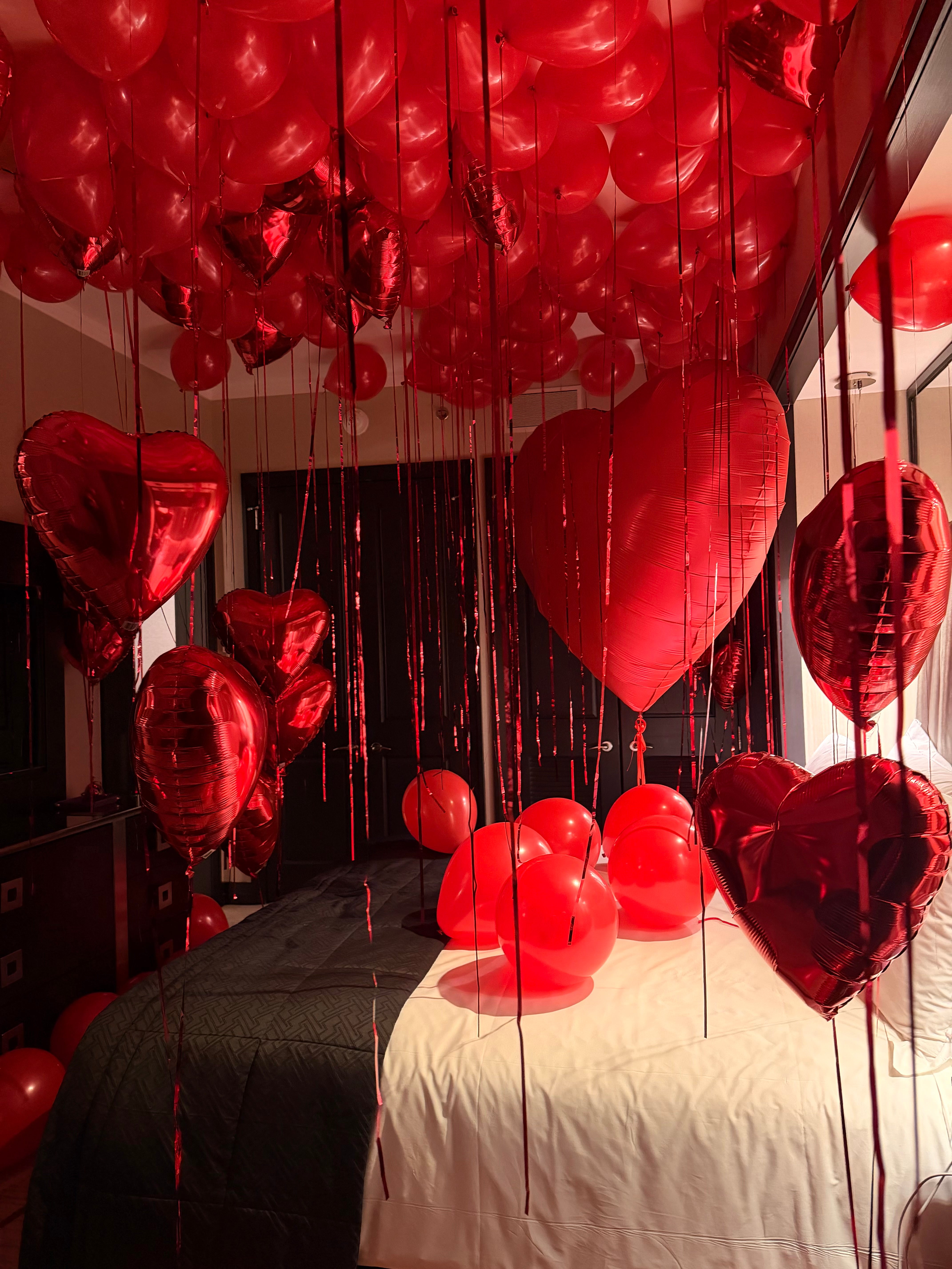 Deluxe Red Love Balloon Room Set with GIANT 68" Custom Heart (Customized)