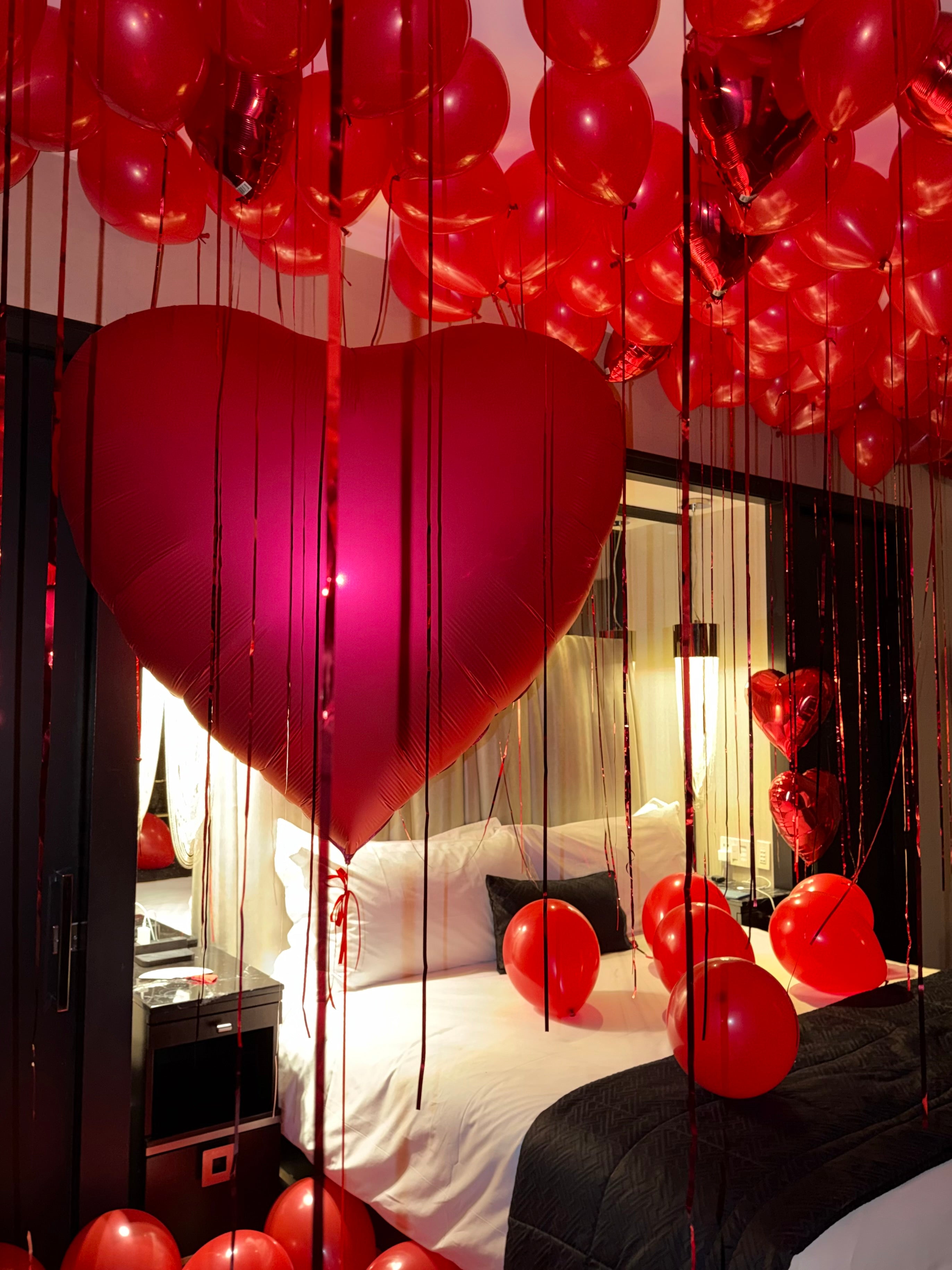 Deluxe Red Love Balloon Room Set with GIANT 68" Custom Heart (Customized)