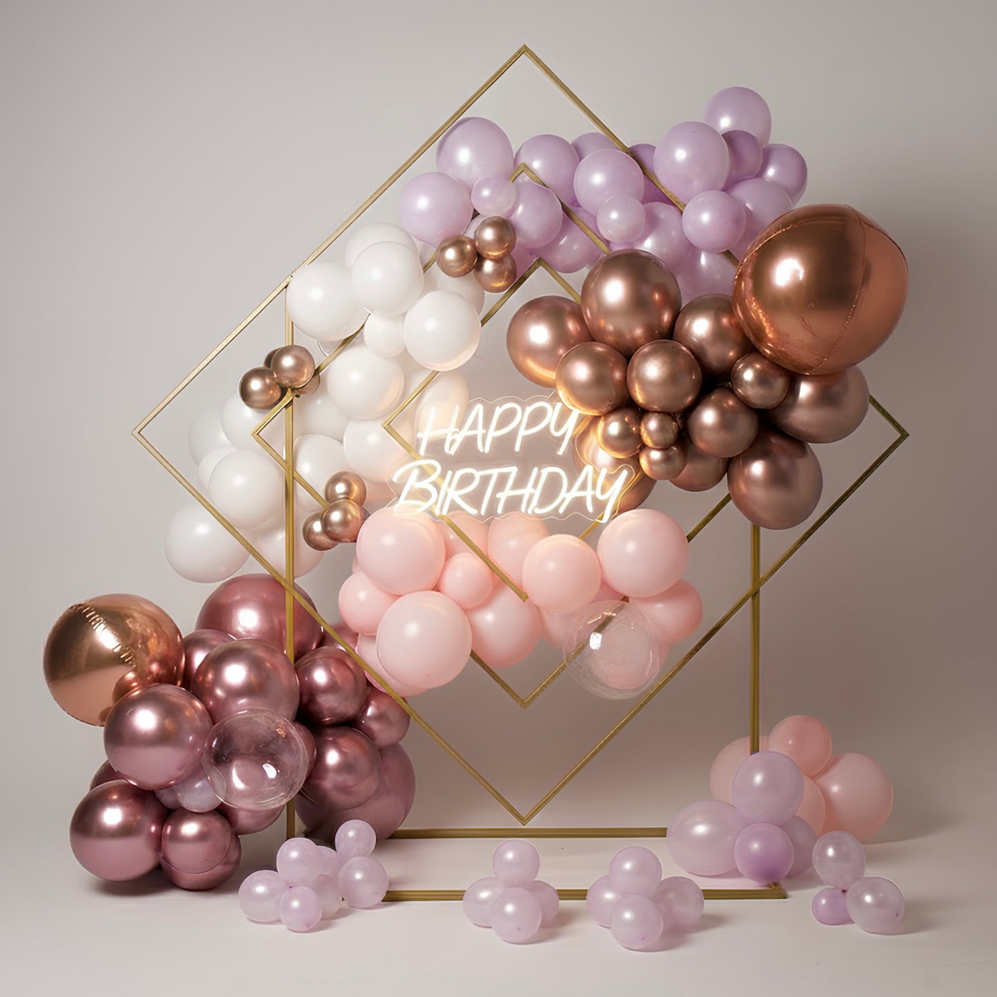 Dusk Rose Diamond Frame Birthday Backdrop