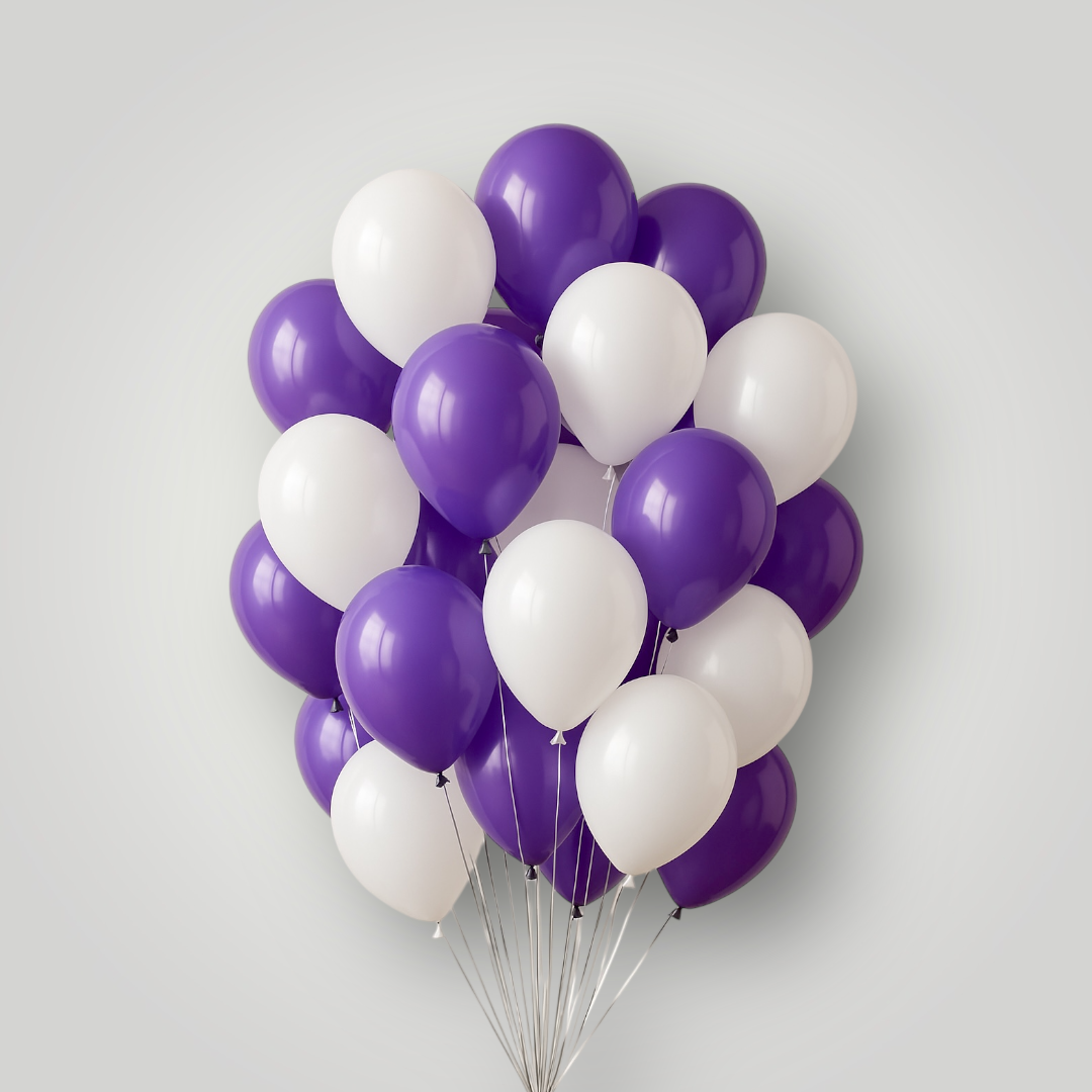 NYU Balloons - White & Purple