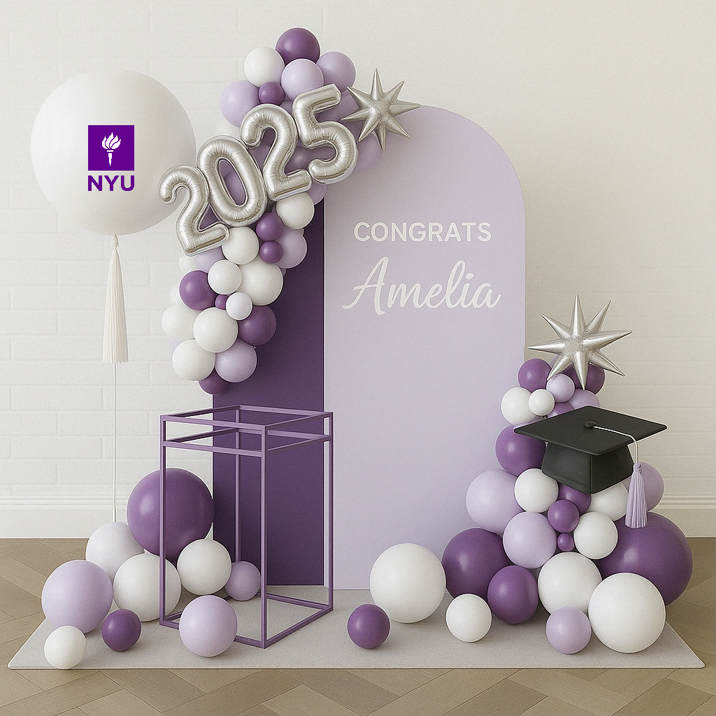 Graduation Party Backdrop & Balloon Garland