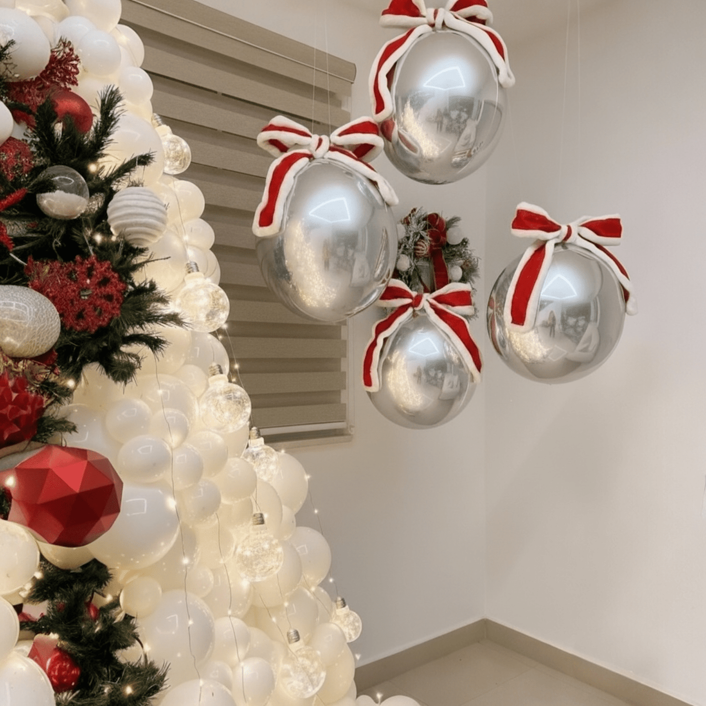 Frosted Silver Ornament Arrangement