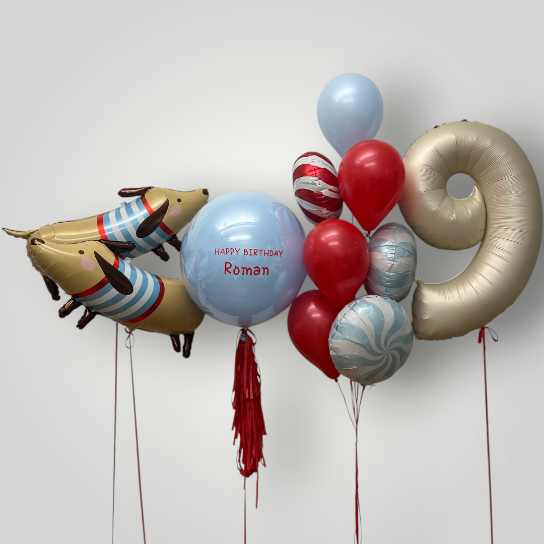 Candy Pup Birthday Set with Number Balloons