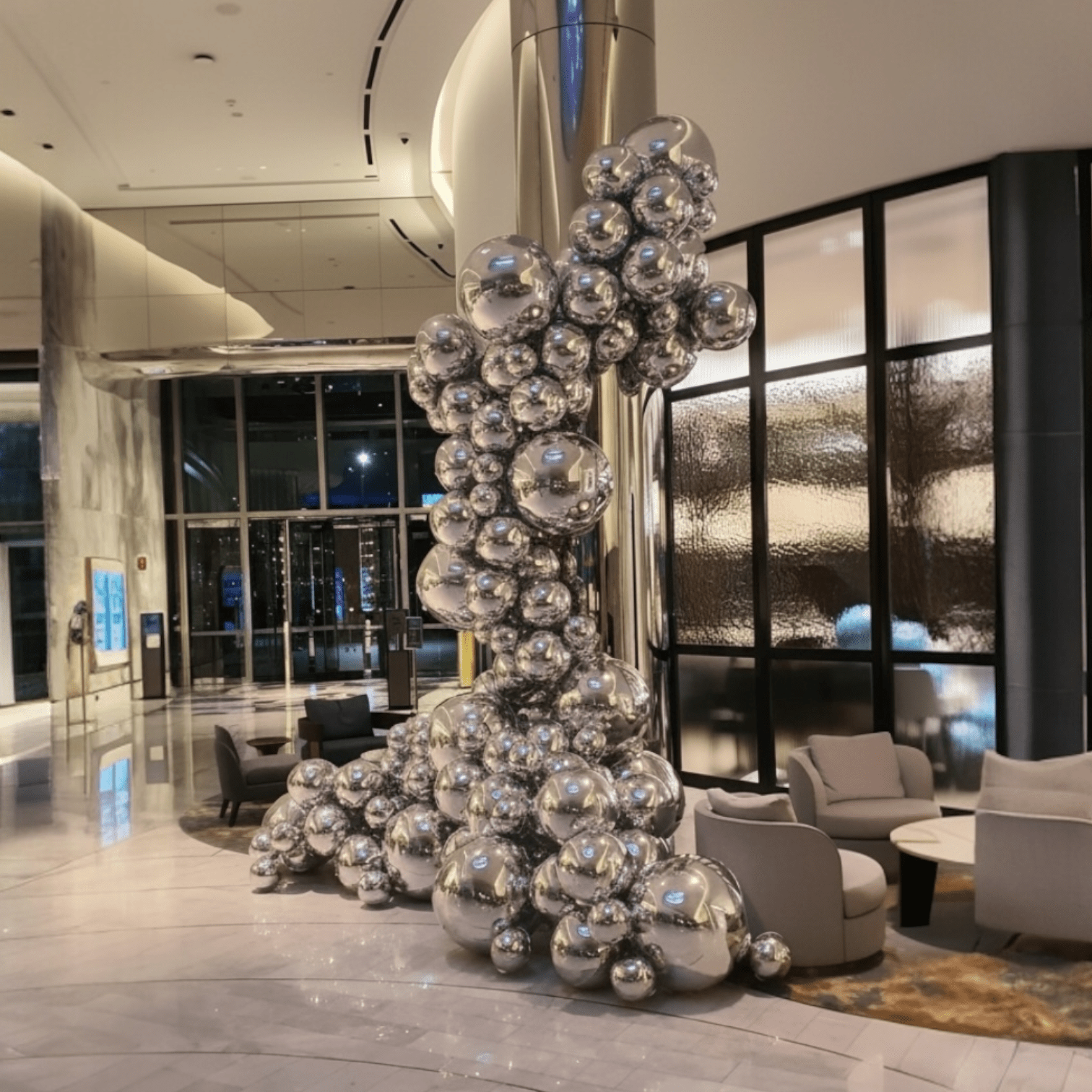 Extra Large Chrome Silver Organic Balloon Arrangement