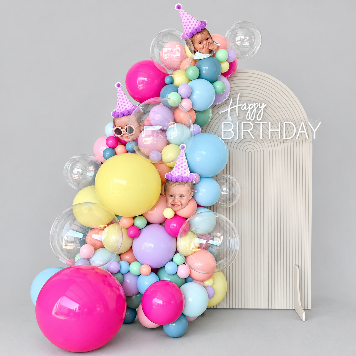 Personalized Photo Birthday Balloon Backdrop