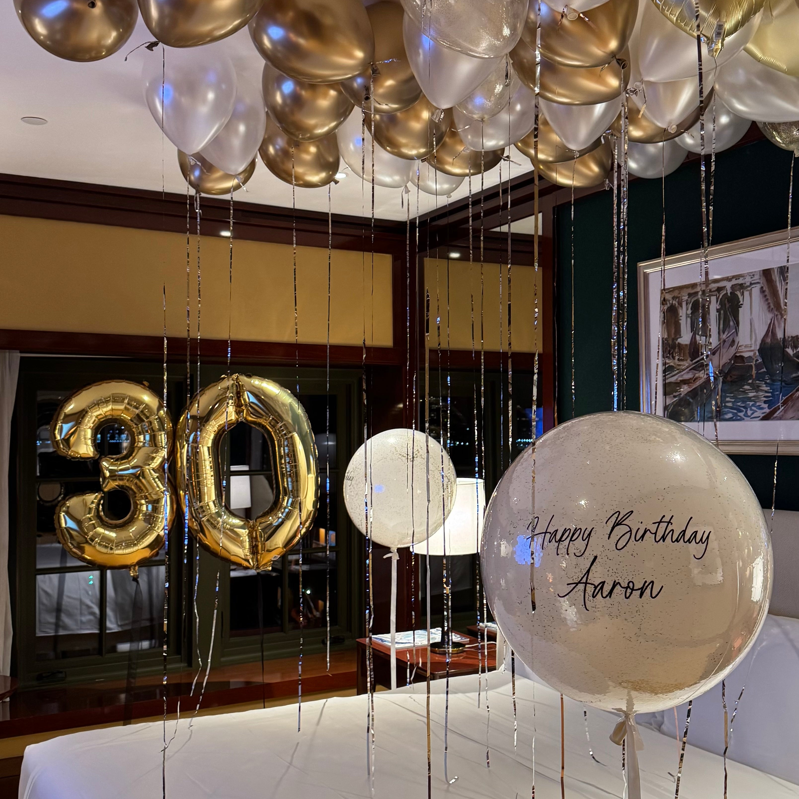 Pearl White & Gold Custom Balloon Set (Customized)