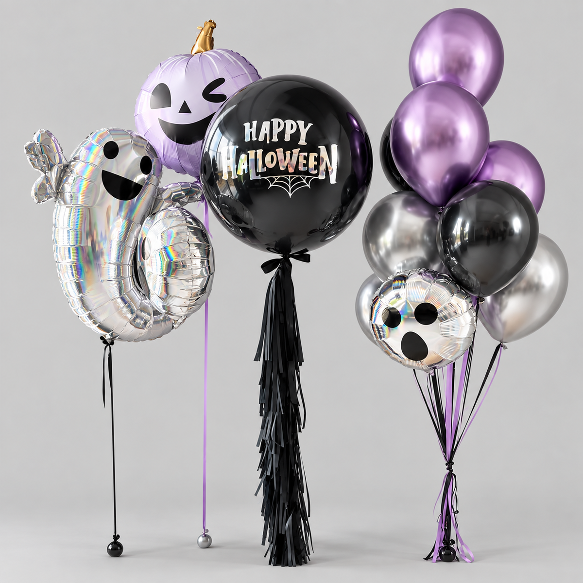 Chrome Purple Halloween Balloon Set