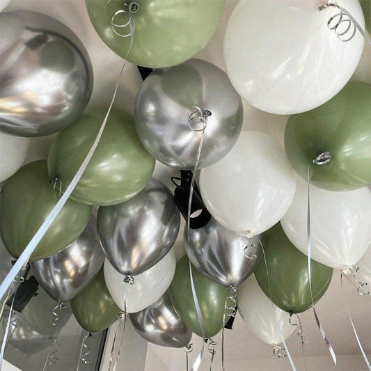 Silver Green Balloons