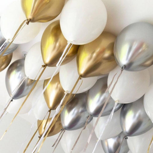 White Gold Silver Balloons