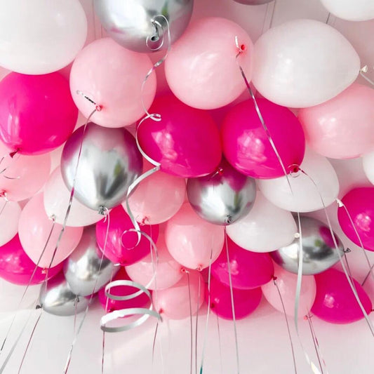 Silver Rose Pink Balloons