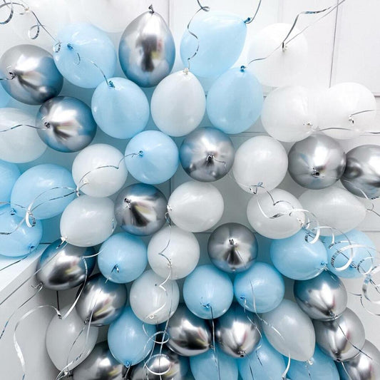 Silver Baby Blue Balloons