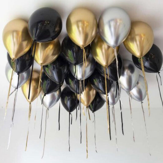 Black Gold Silver Balloons