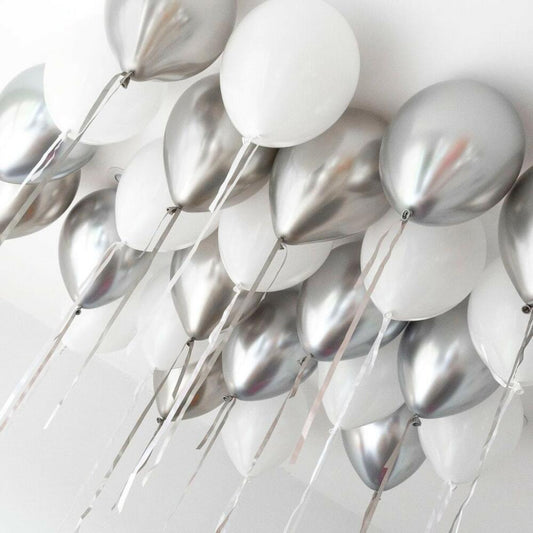 Silver White Balloons