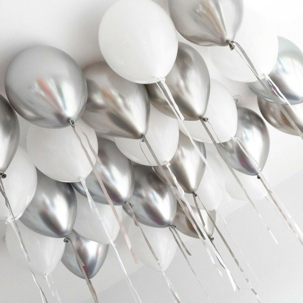 Silver White Balloons