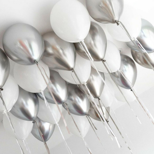 Silver White Balloons