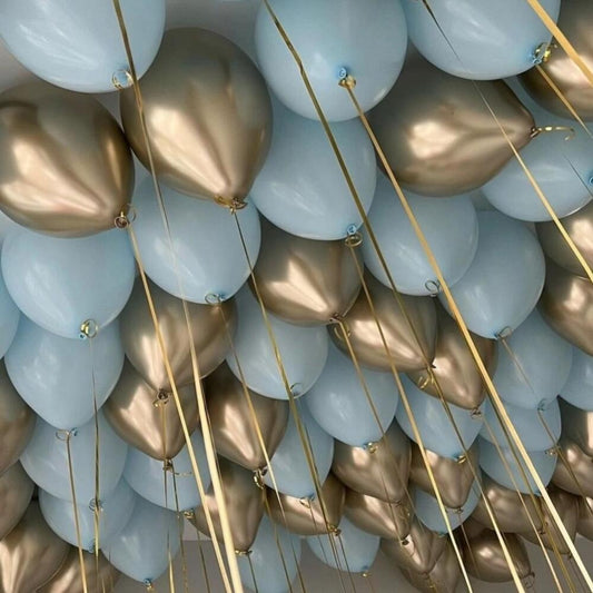 Gold Baby Blue Balloons