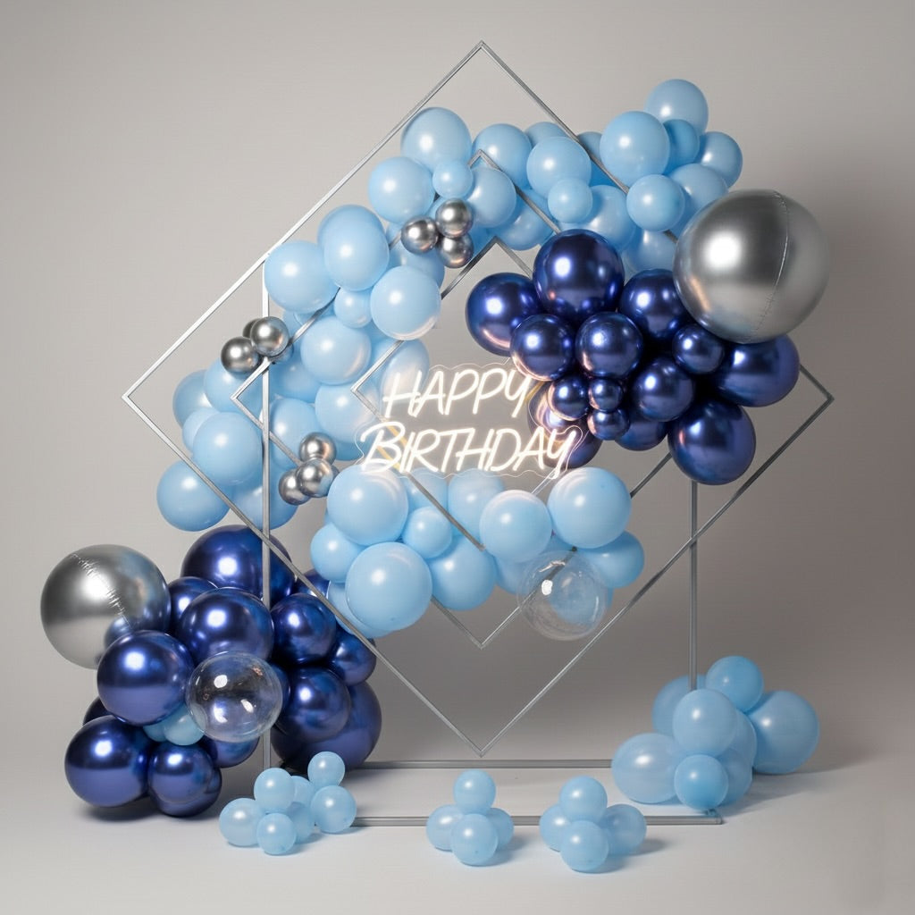 Midnight Blue Diamond Frame Birthday Backdrop