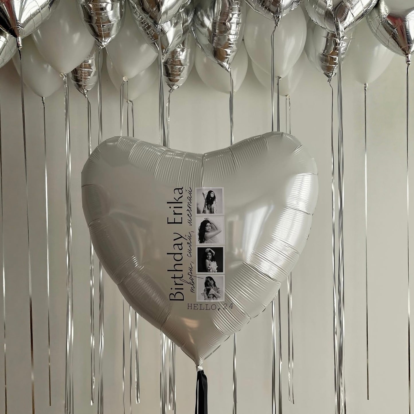 White & Silver Photo Heart Set