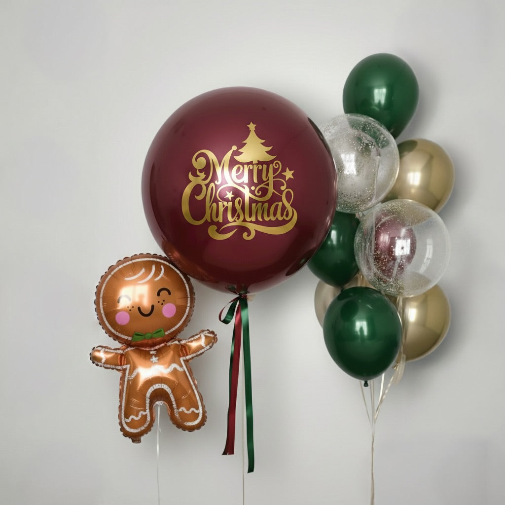 Gingerbread Burgundy Christmas Set (Custom Text)