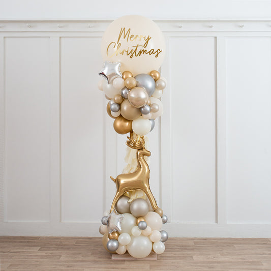 Gold Reindeer Balloon Column (Custom Text)
