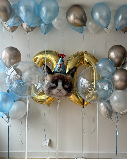 Giant Light Blue Grumpy Cat Balloon Set - Customized