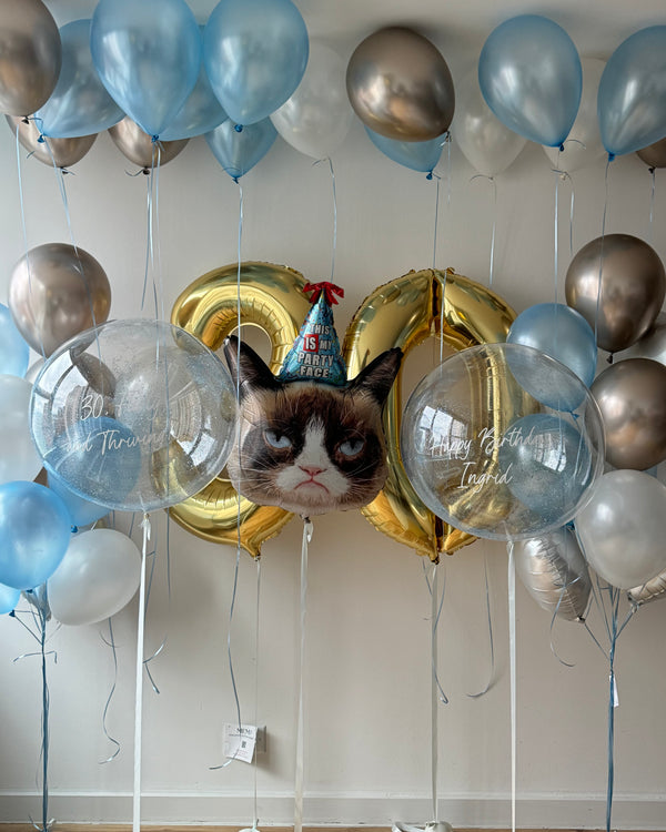 Giant Light Blue Grumpy Cat Balloon Set - Customized