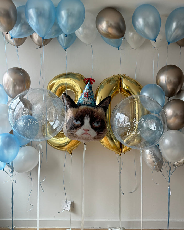 Giant Light Blue Grumpy Cat Balloon Set - Customized