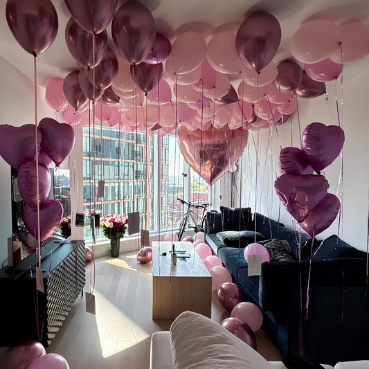 Deluxe Pink Love Balloon Room Set with GIANT 68" Custom Heart (Customized)