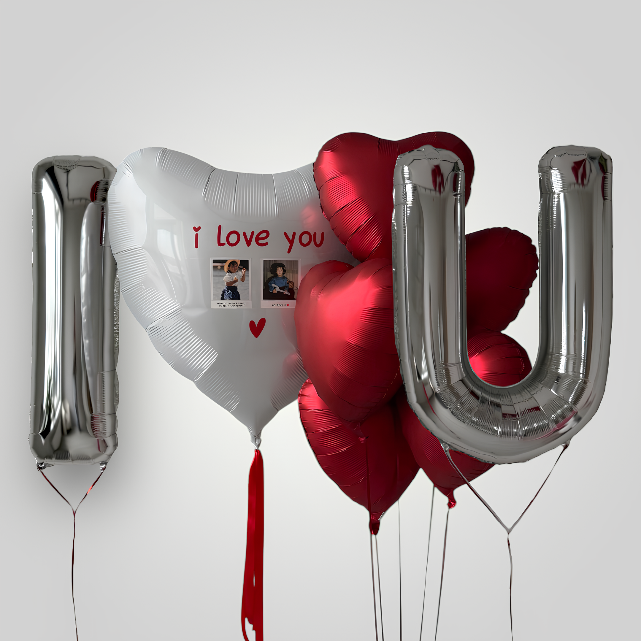 I LOVE U - Red & Silver Set (Customized w Photos)