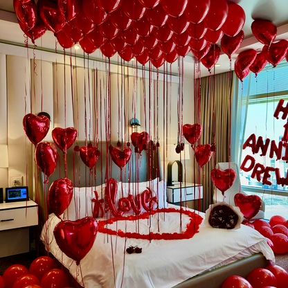 Anniversary Total Red LOVE Balloon Room Set (Custom Balloon Sign)