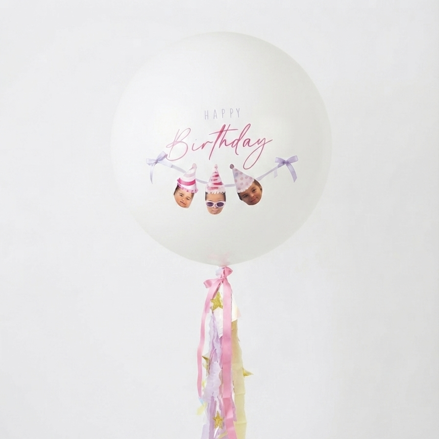 Whimsy Custom Balloon with mini Photo Garland