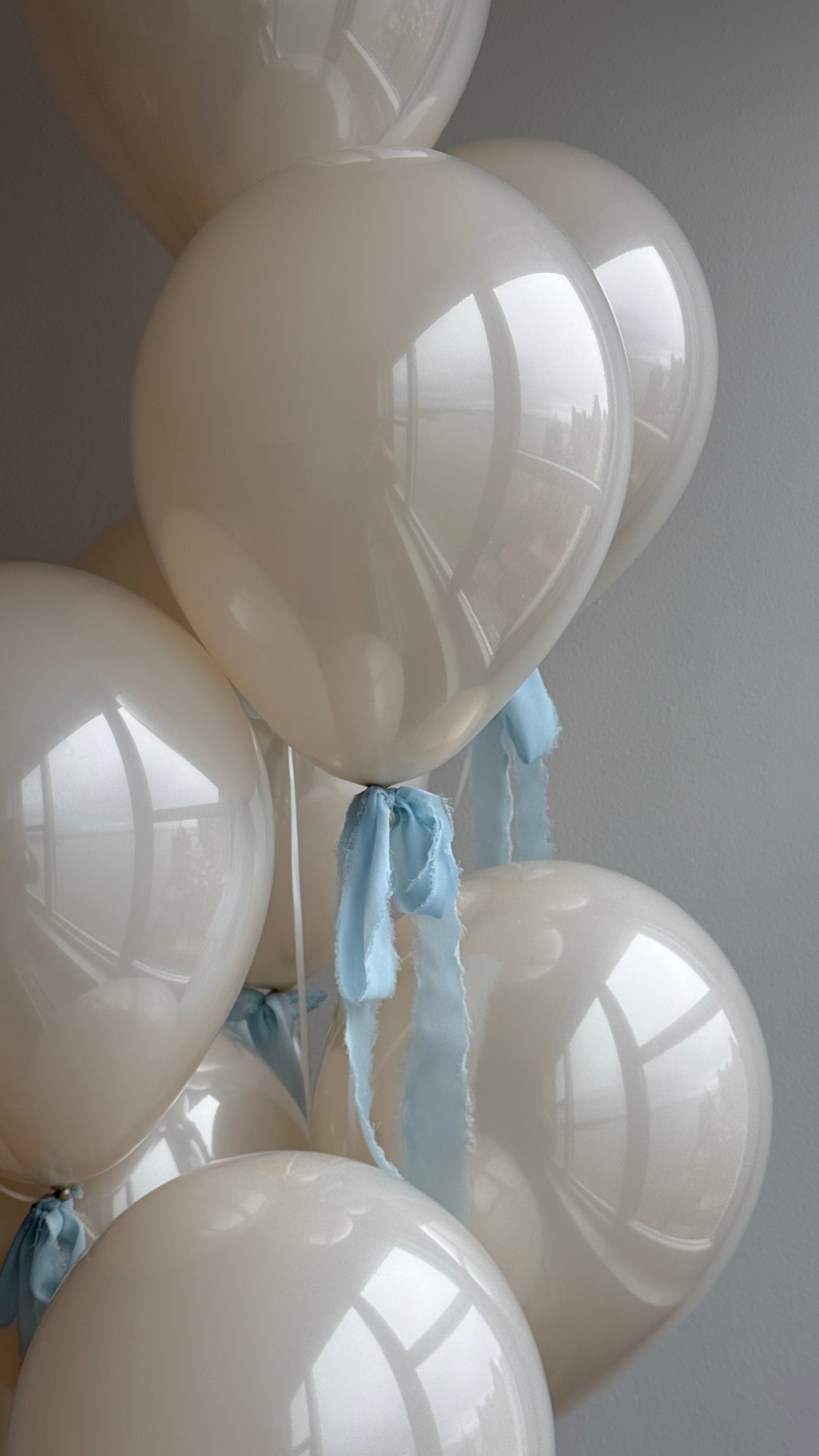 Glass Balloons with chiffon ribbon - Baby Boy / Baby Girl