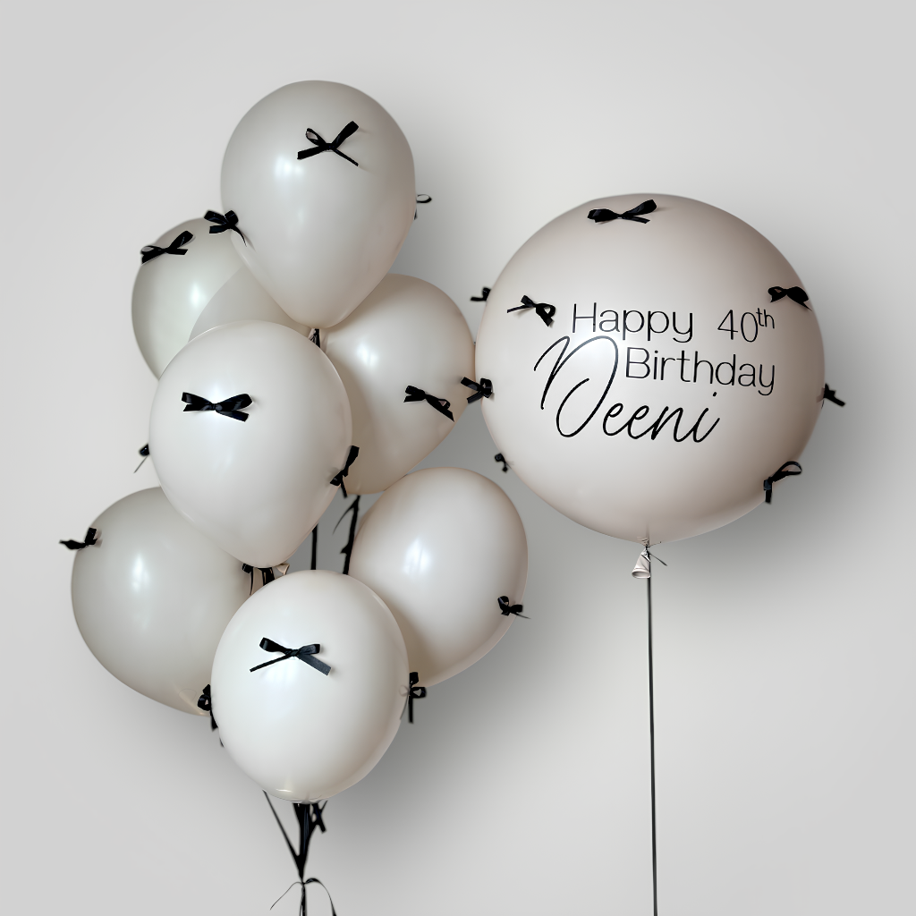 Elegant Bows Bouquet with Custom balloon - M (select color)