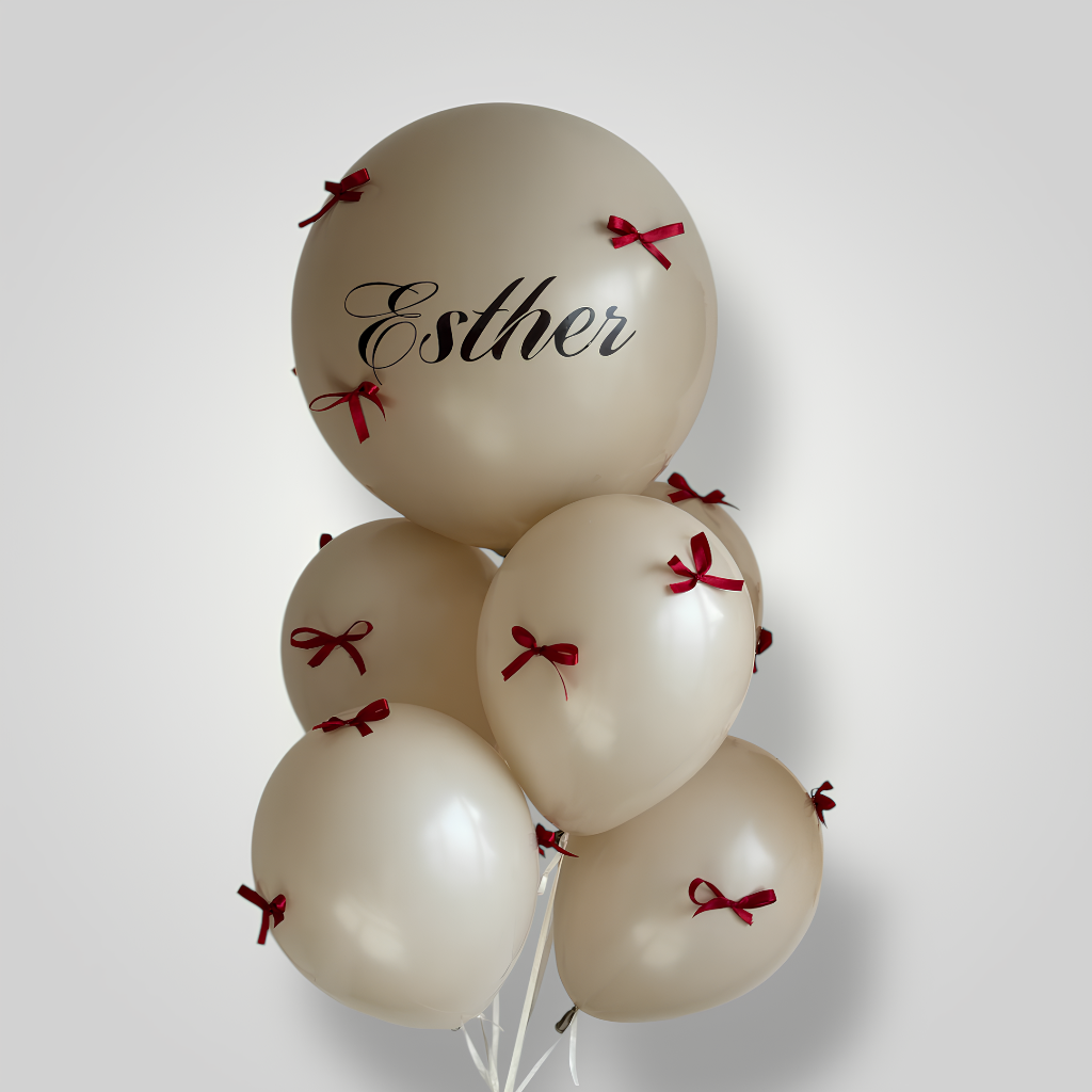 Elegant Bows Bouquet with Custom balloon - S (select color)