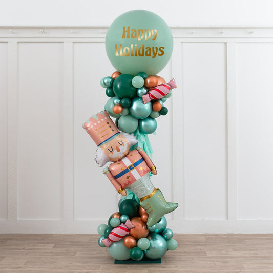 Green Holiday Balloon Column (Custom Text)