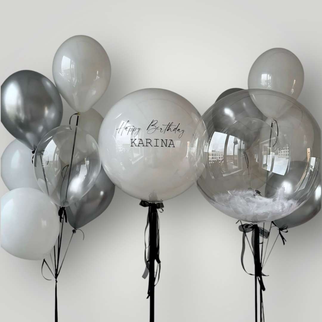 Silver Feathers Balloon Set