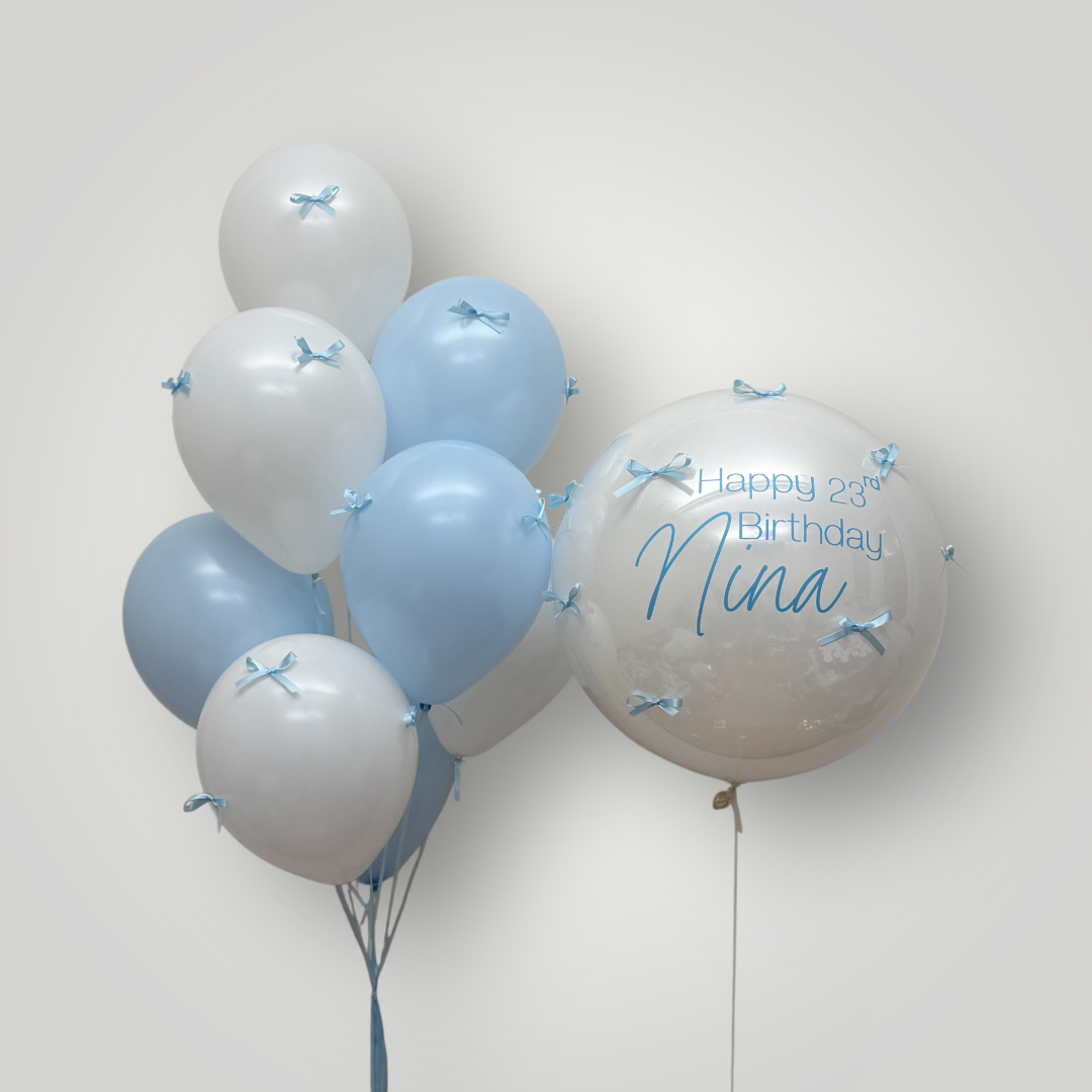 Elegant Bows Bouquet with Custom balloon - M (select color)