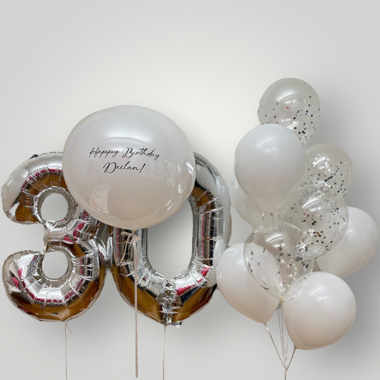 White & Silver Birthday Set