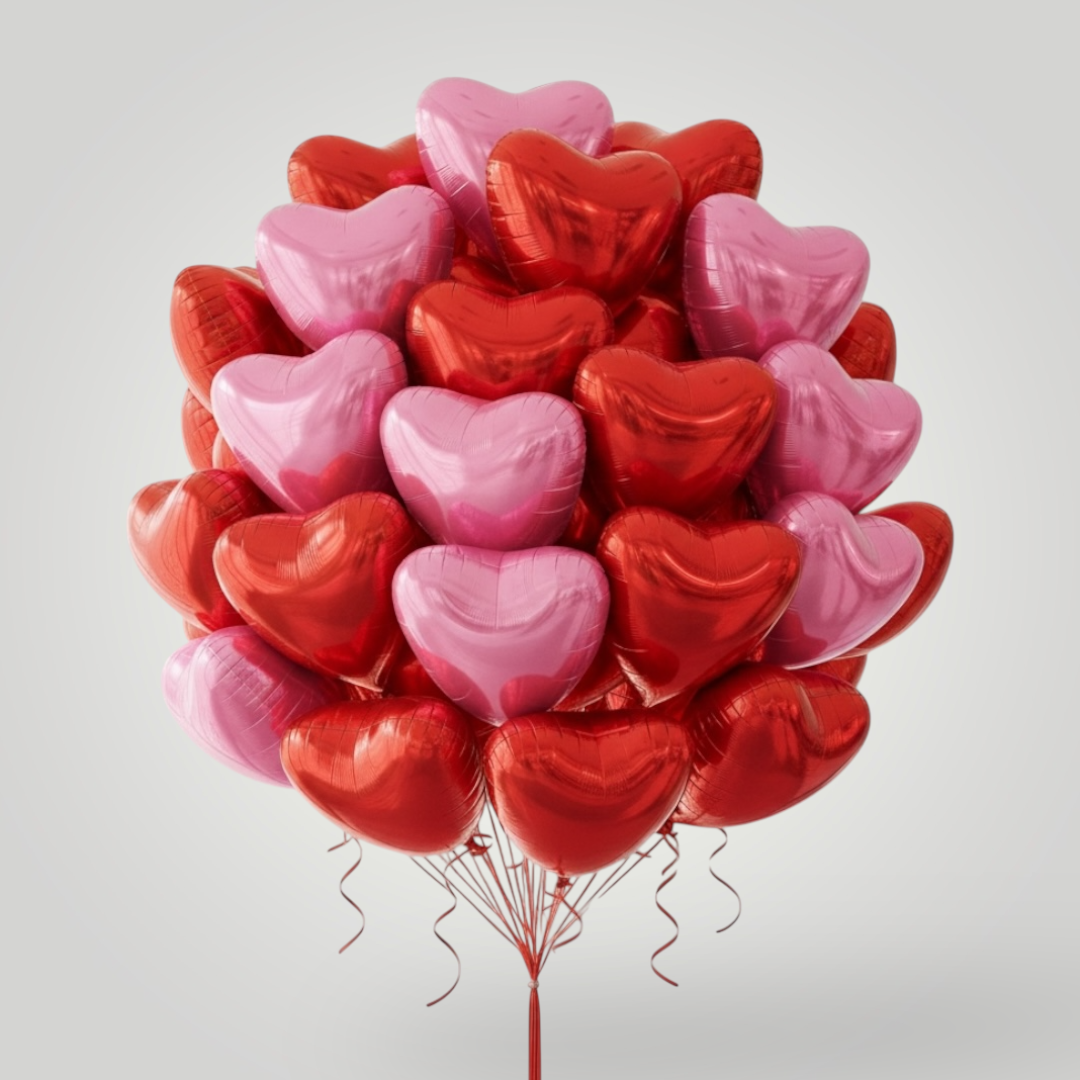 100 Red & Pink Hearts